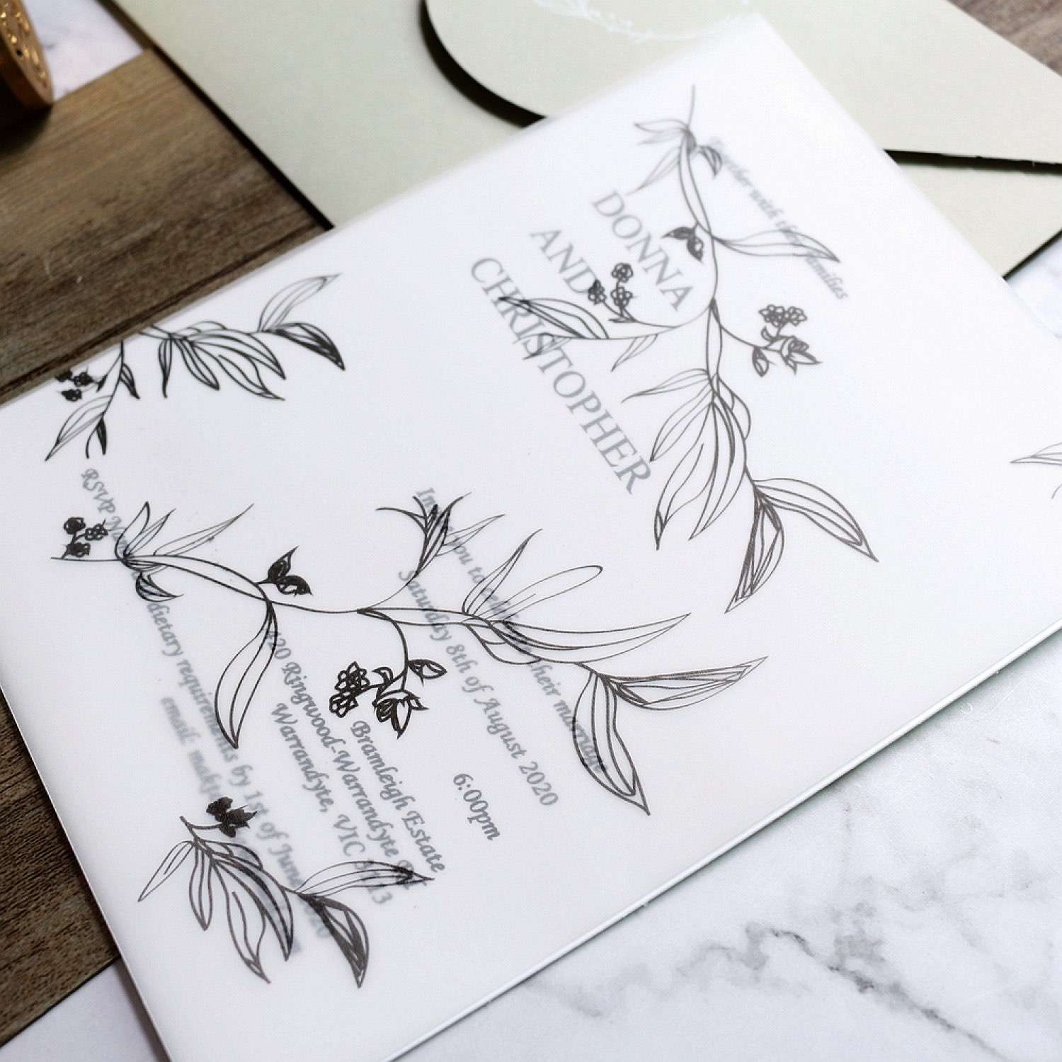 Wedding Invitation Card Customized Free Printing Vellum Paper